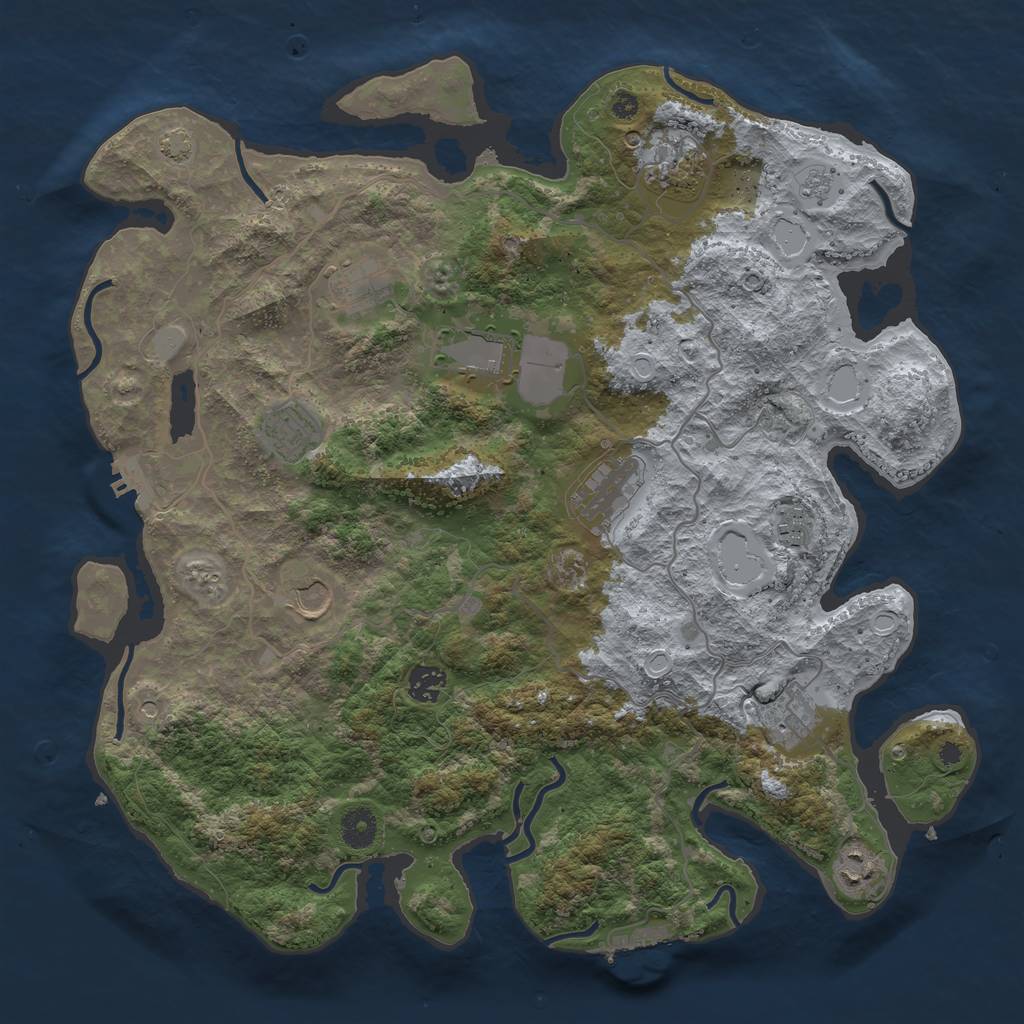 Rust Map: Procedural Map, Size: 4000, Seed: 364978619, 18 Monuments