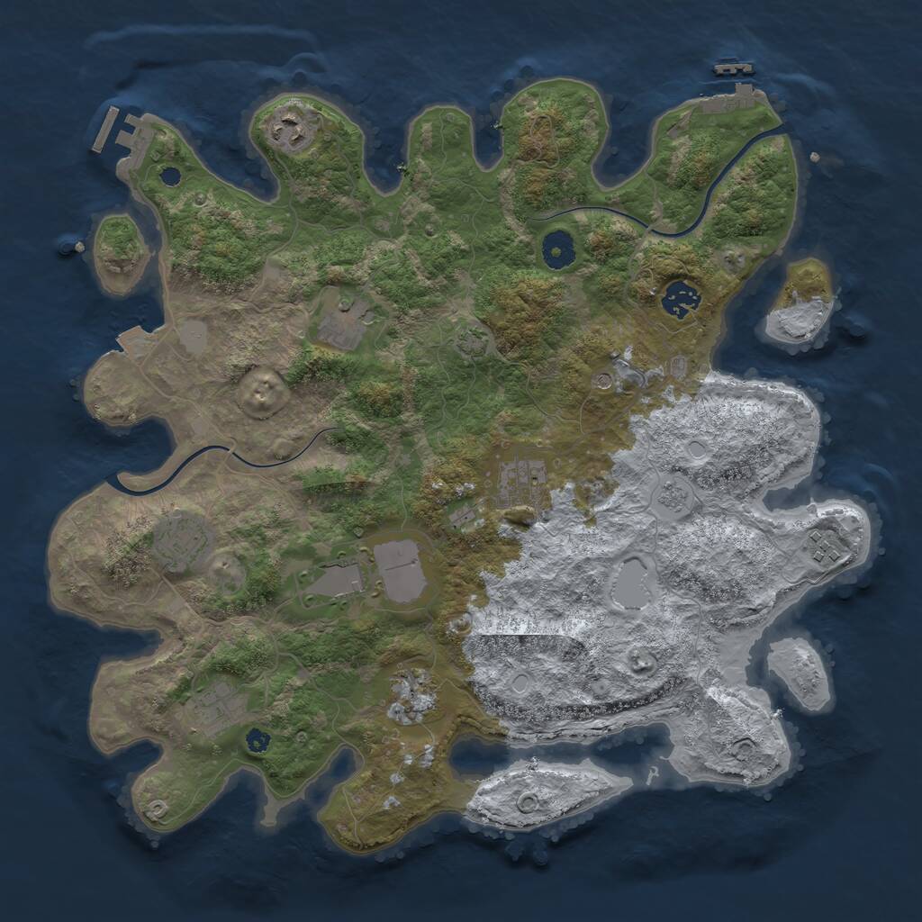 Rust Map: Procedural Map, Size: 3850, Seed: 58967209, 15 Monuments