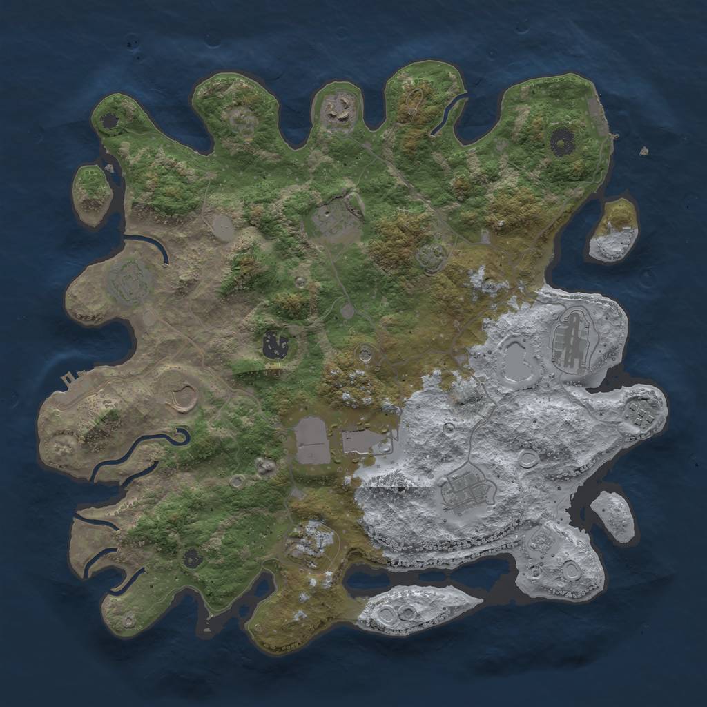 Rust Map: Procedural Map, Size: 3850, Seed: 58967209, 18 Monuments