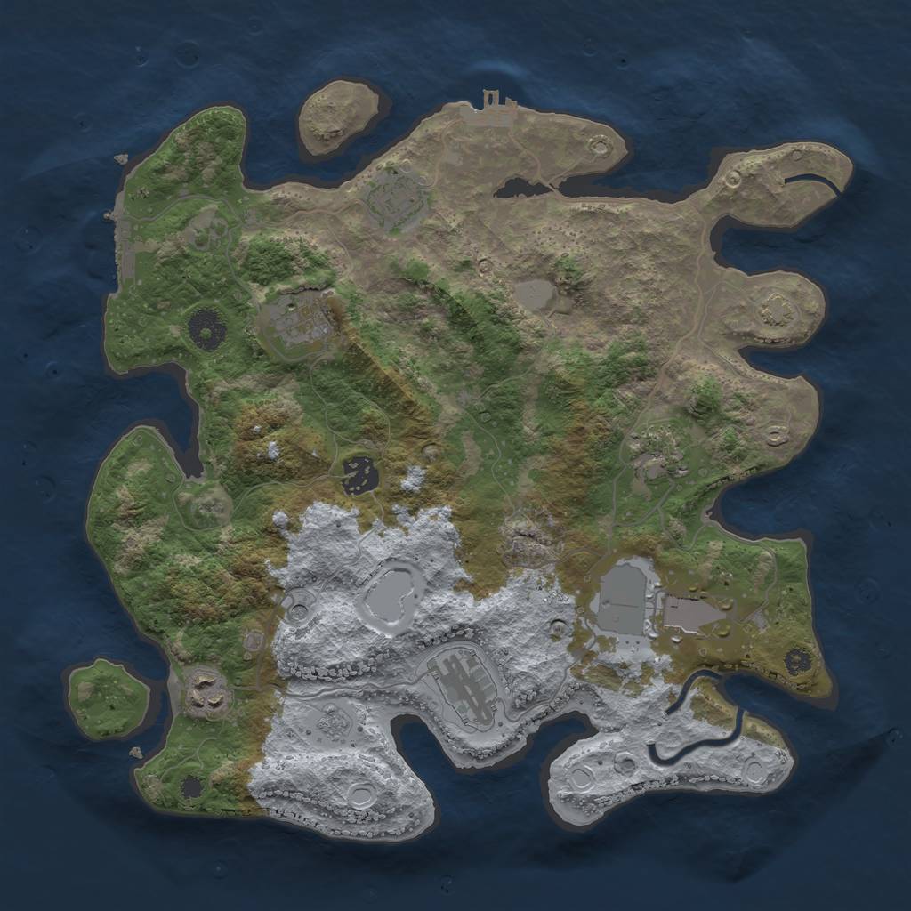 Rust Map: Procedural Map, Size: 3500, Seed: 104182121, 15 Monuments