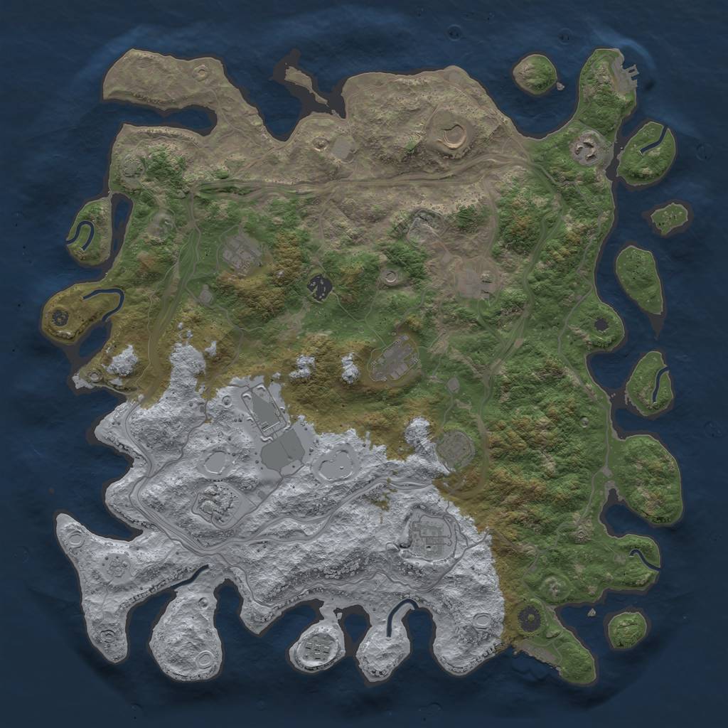 Rust Map: Procedural Map, Size: 4500, Seed: 1449463026, 19 Monuments