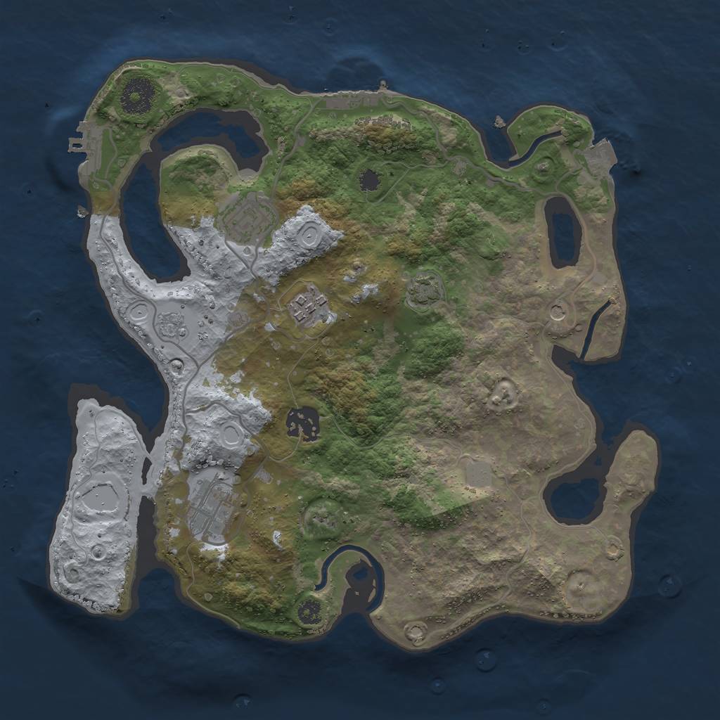 Rust Map: Procedural Map, Size: 3000, Seed: 1585202470, 12 Monuments