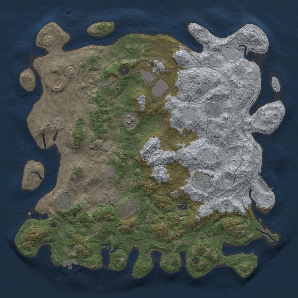 Rust Map: Procedural Map, Size: 4500, Seed: 4115964, 19 Monuments