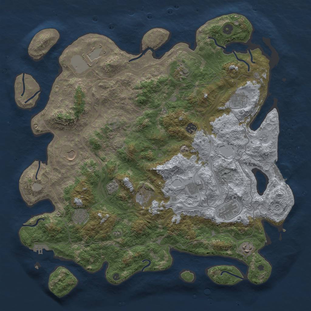 Rust Map: Procedural Map, Size: 4500, Seed: 865414397, 19 Monuments