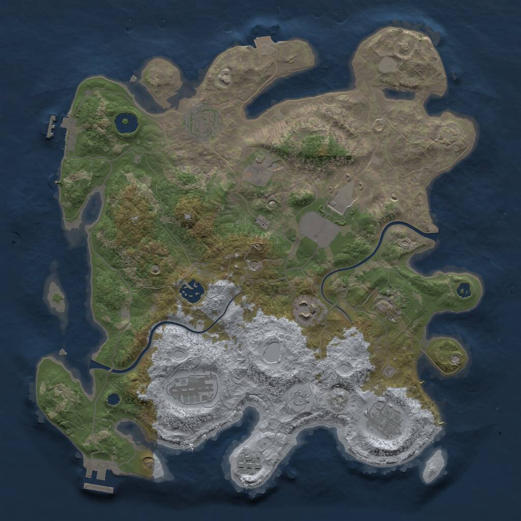 Rust Map: Procedural Map, Size: 3550, Seed: 195680231, 15 Monuments