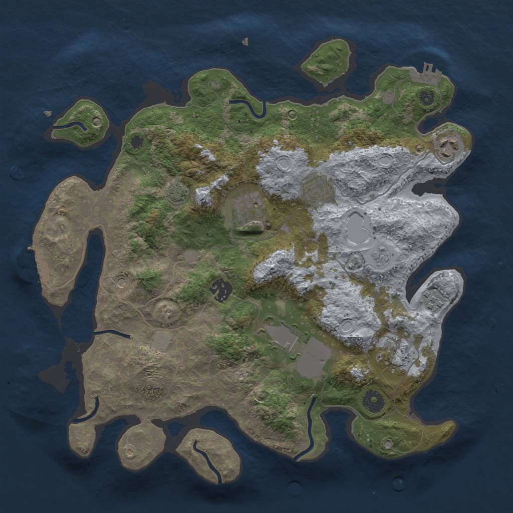 Rust Map: Procedural Map, Size: 3500, Seed: 45773063, 15 Monuments