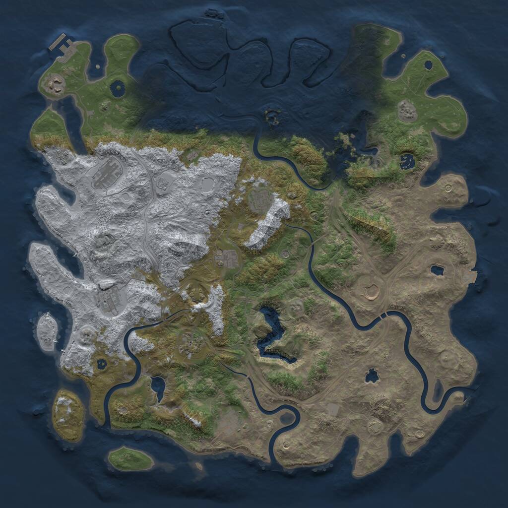 Rust Map: Procedural Map, Size: 4800, Seed: 1297521473, 16 Monuments