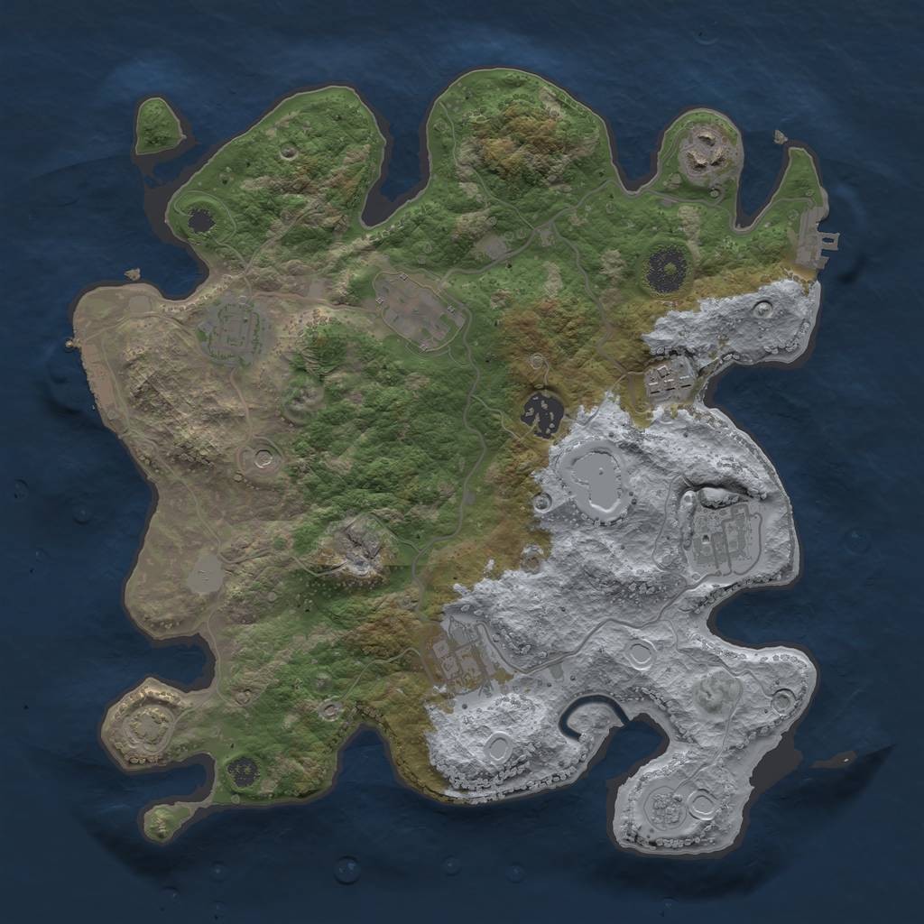 Rust Map: Procedural Map, Size: 3250, Seed: 1645352926, 15 Monuments