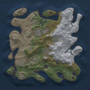 Thumbnail Rust Map: Procedural Map, Size: 3500, Seed: 12372345, 16 Monuments