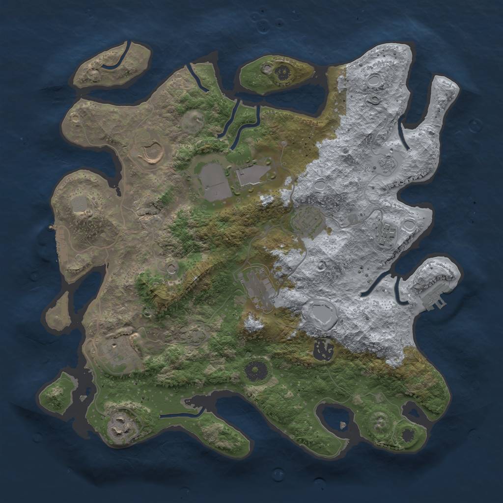 Rust Map: Procedural Map, Size: 3500, Seed: 12372345, 16 Monuments