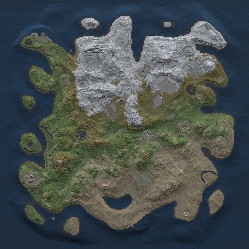 Rust Map: Procedural Map, Size: 3800, Seed: 47642165, 18 Monuments