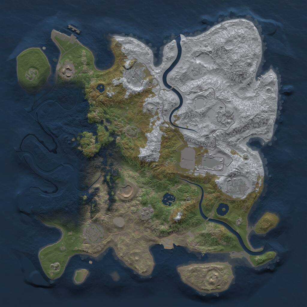 Rust Map: Procedural Map, Size: 3700, Seed: 258209992, 15 Monuments