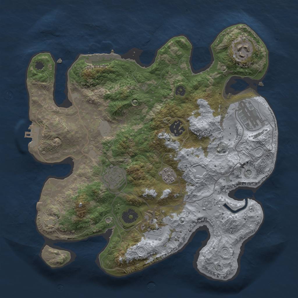 Rust Map: Procedural Map, Size: 3000, Seed: 157179051, 14 Monuments