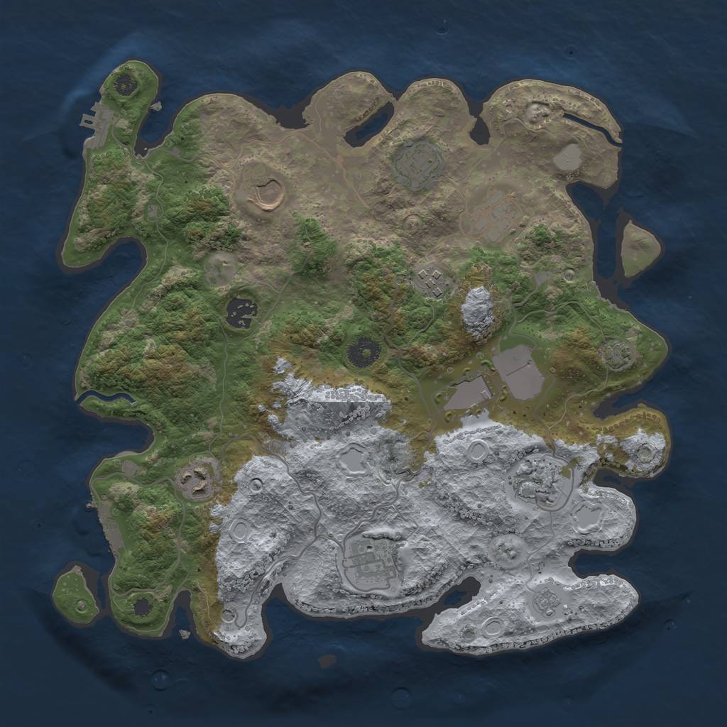 Rust Map: Procedural Map, Size: 3500, Seed: 324589317, 17 Monuments