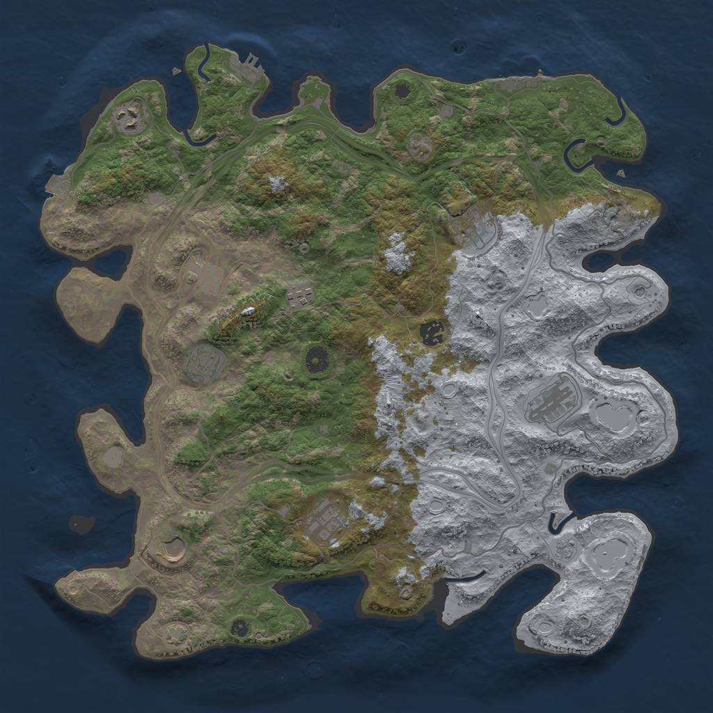 Rust Map: Procedural Map, Size: 4250, Seed: 1015682006, 17 Monuments