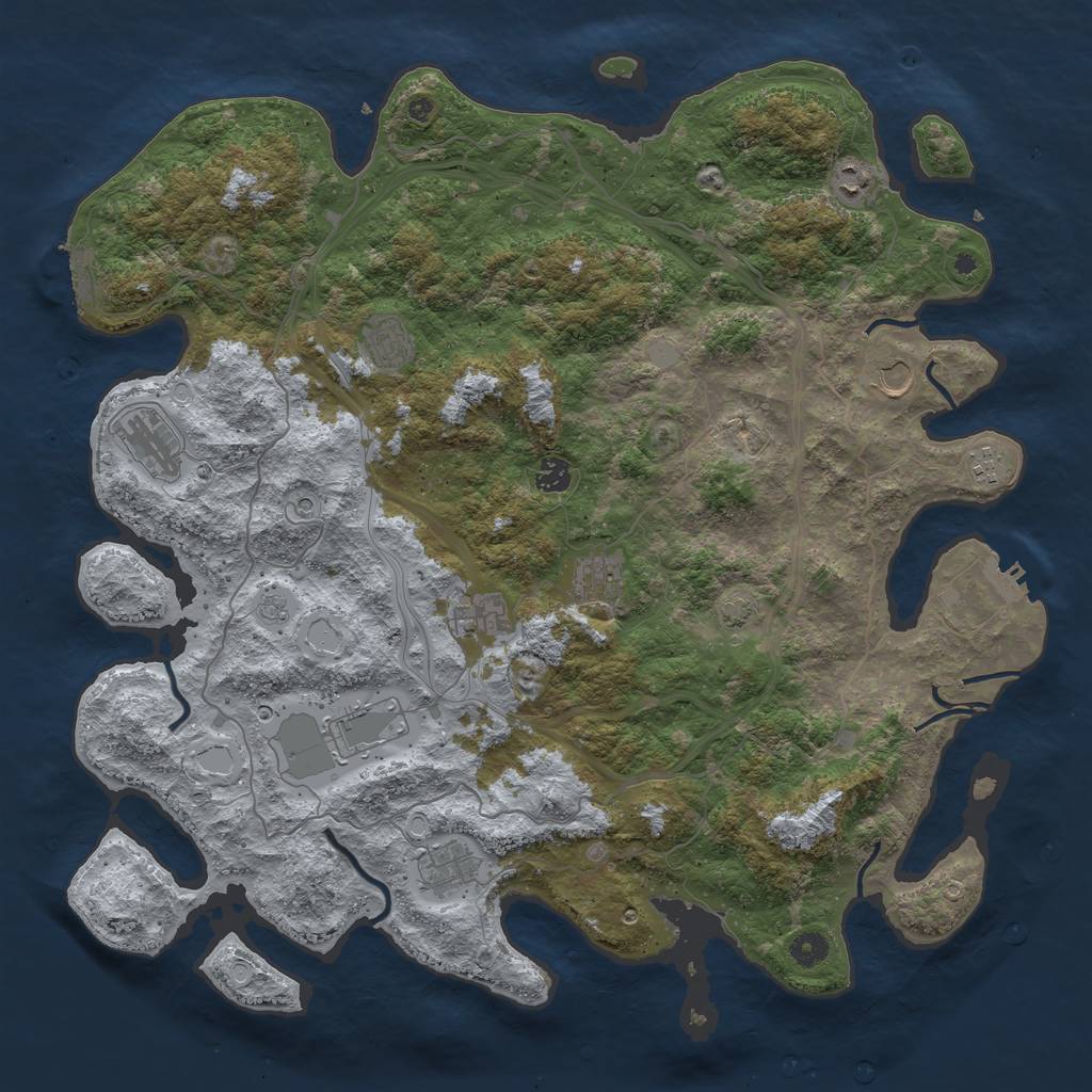 Rust Map: Procedural Map, Size: 4550, Seed: 1554444444, 18 Monuments