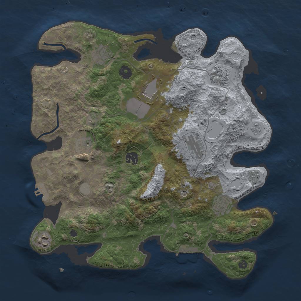 Rust Map: Procedural Map, Size: 3500, Seed: 1816858791, 17 Monuments