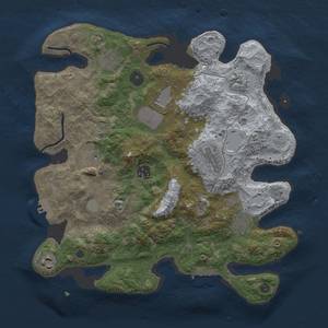 Thumbnail Rust Map: Procedural Map, Size: 3500, Seed: 1816858791, 17 Monuments