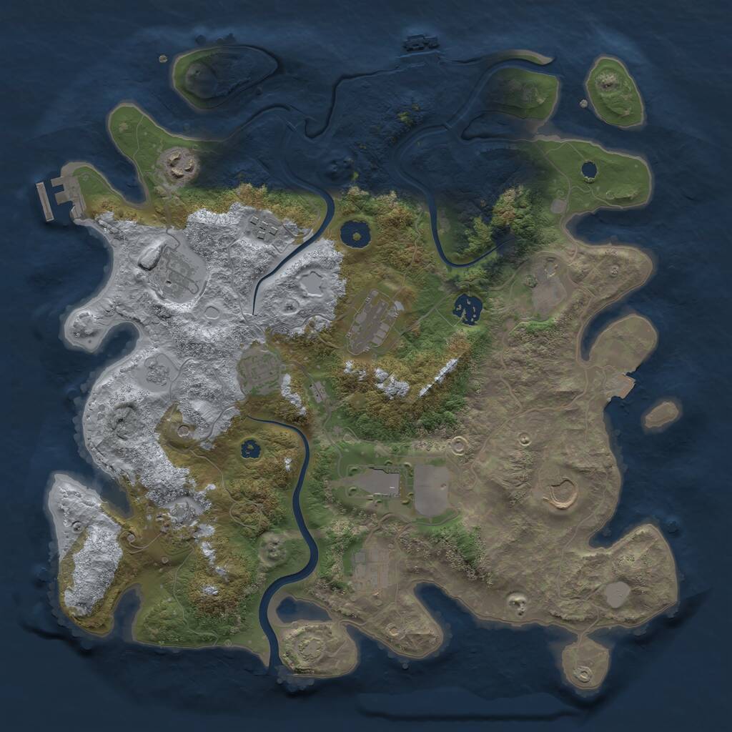 Rust Map: Procedural Map, Size: 3750, Seed: 452262442, 17 Monuments