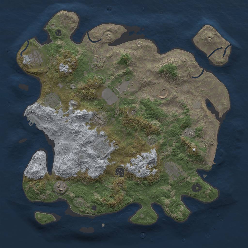 Rust Map: Procedural Map, Size: 3900, Seed: 10183745, 18 Monuments