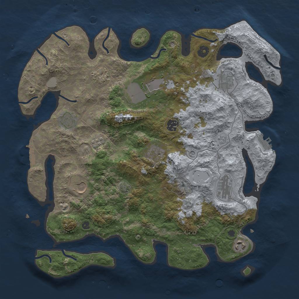 Rust Map: Procedural Map, Size: 3850, Seed: 34689727, 18 Monuments