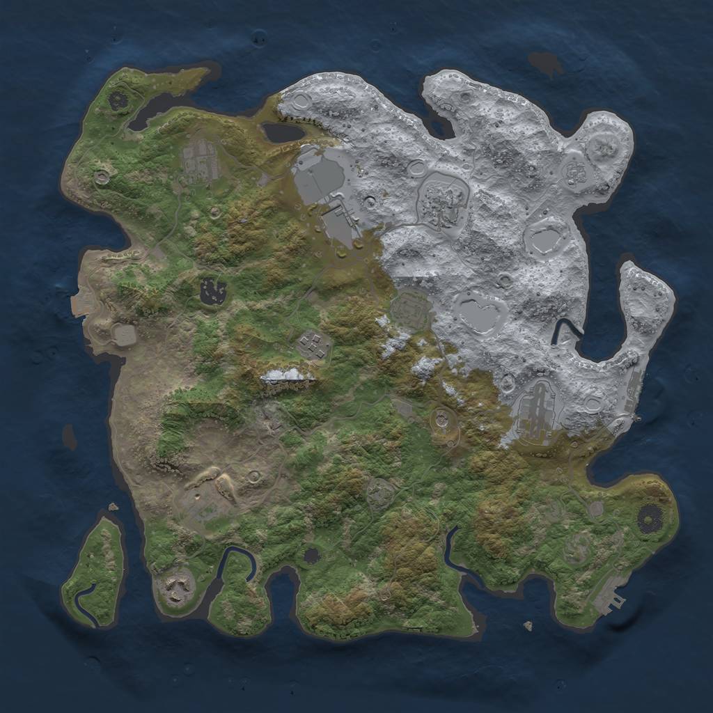 Rust Map: Procedural Map, Size: 3800, Seed: 83402261, 17 Monuments