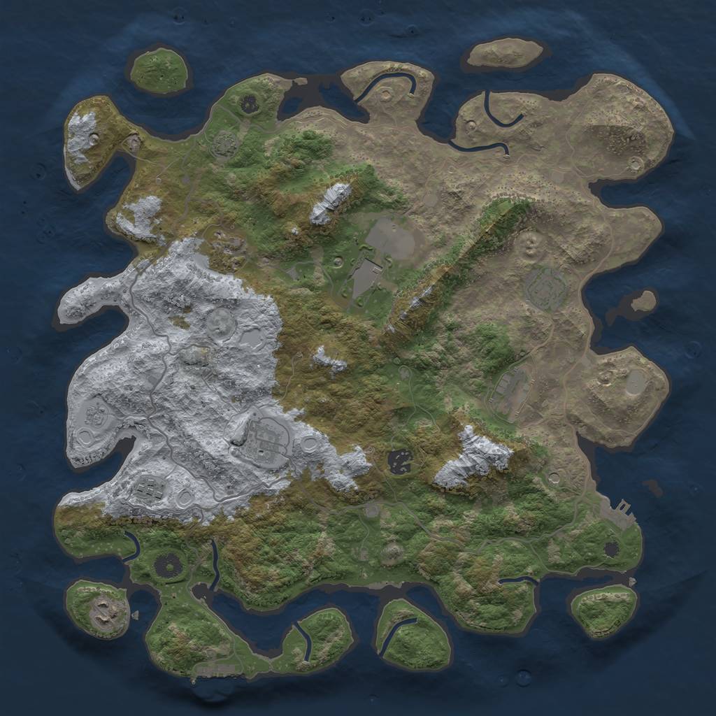 Rust Map: Procedural Map, Size: 4100, Seed: 13568, 16 Monuments