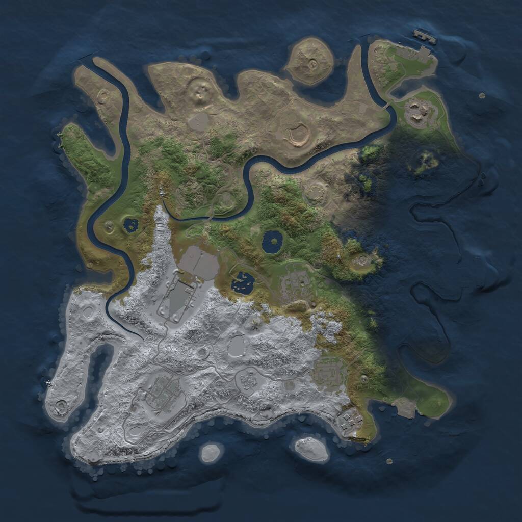 Rust Map: Procedural Map, Size: 3500, Seed: 23698, 14 Monuments
