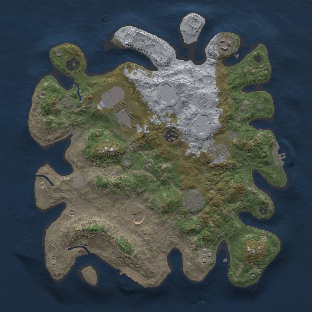 Rust Map: Procedural Map, Size: 3500, Seed: 1097354940, 15 Monuments