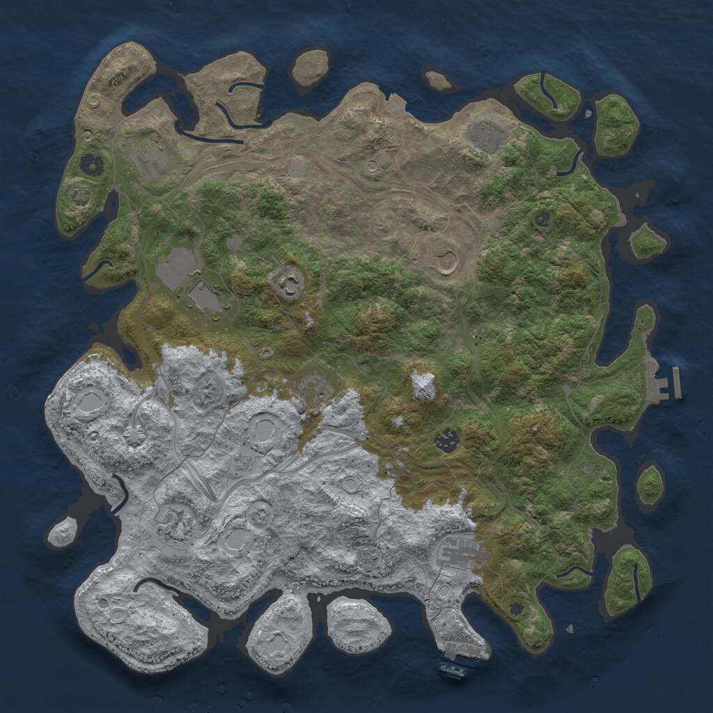 Rust Map: Procedural Map, Size: 4500, Seed: 2052200543, 16 Monuments