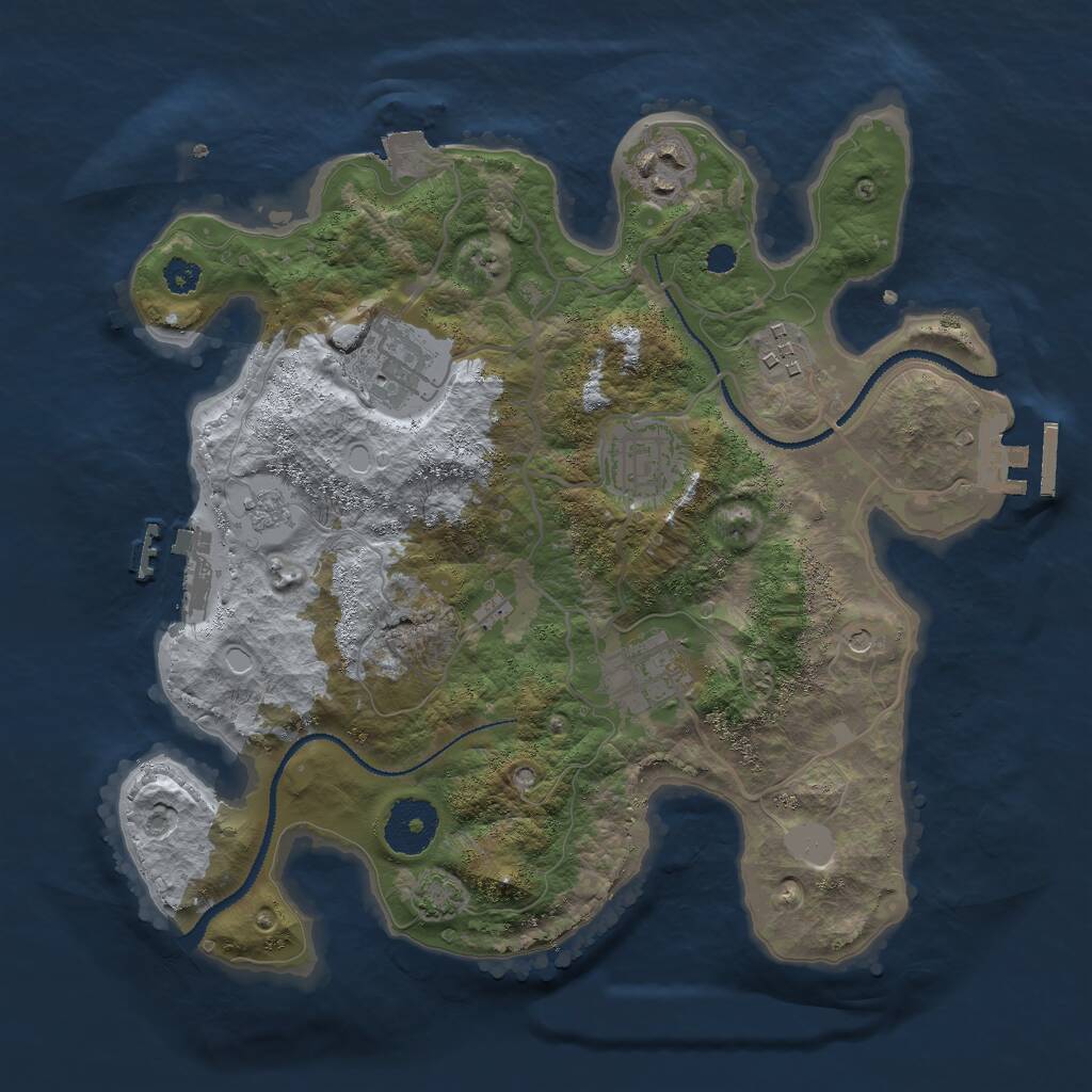 Rust Map: Procedural Map, Size: 3000, Seed: 2020396991, 11 Monuments