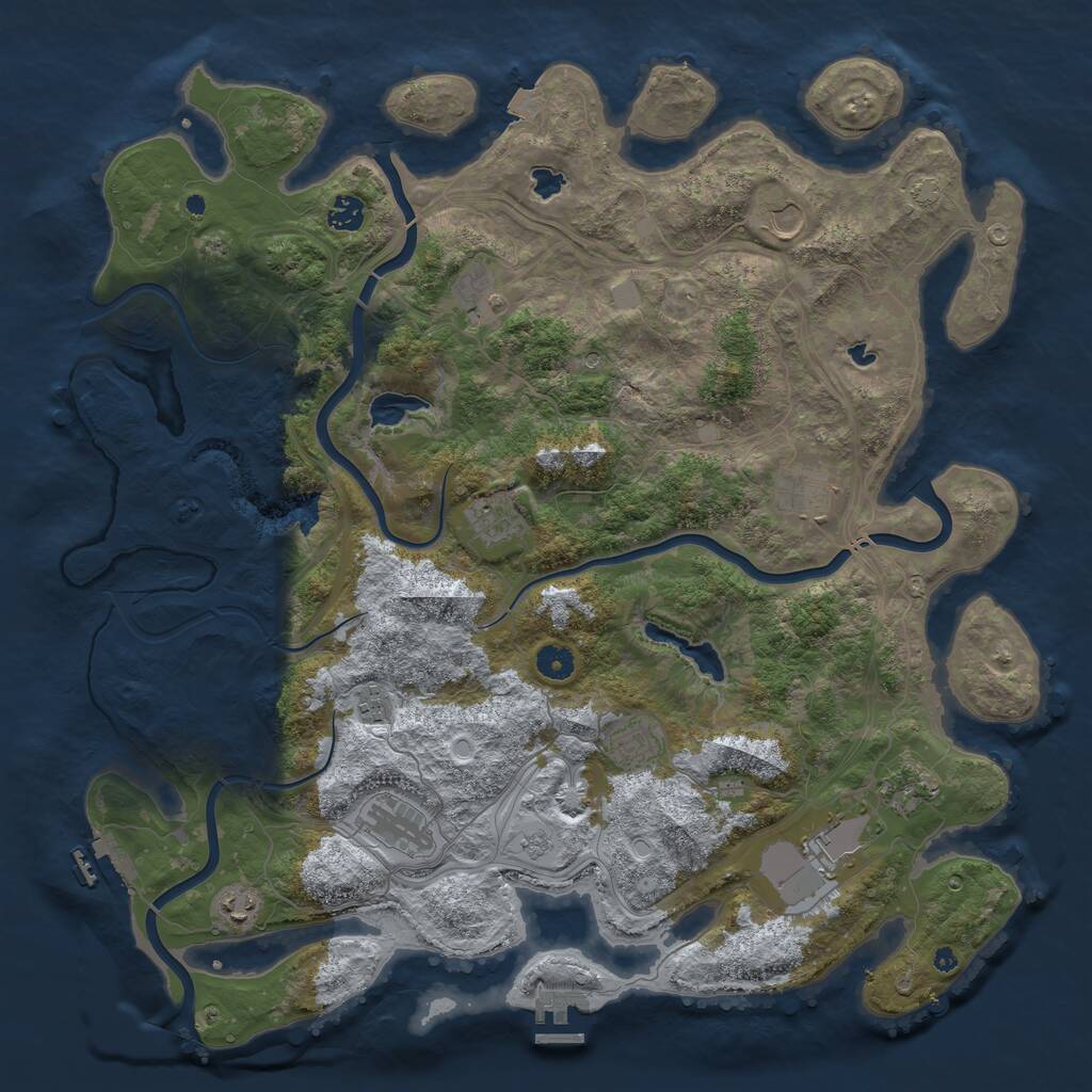 Rust Map: Procedural Map, Size: 4500, Seed: 1727697169, 17 Monuments