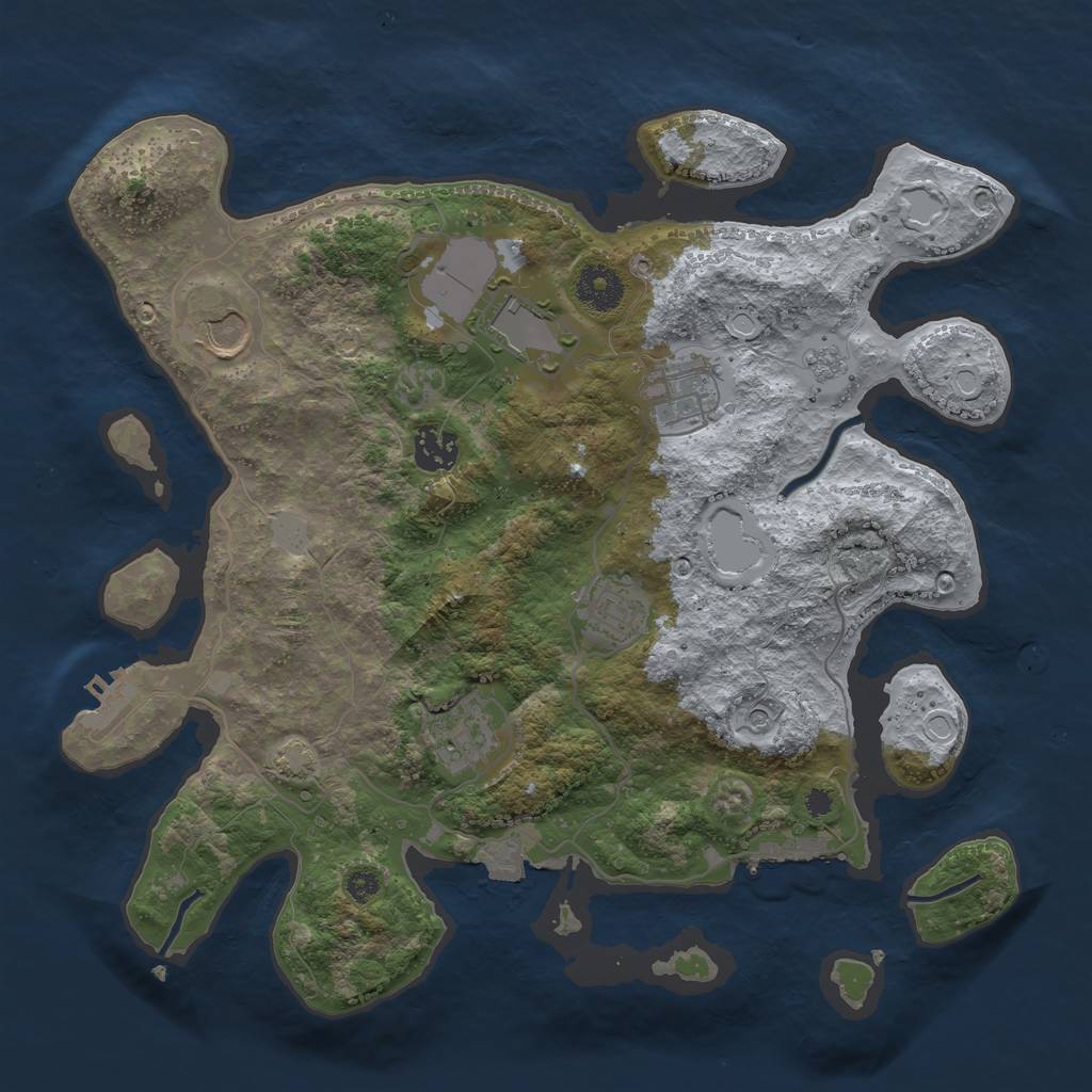 Rust Map: Procedural Map, Size: 3500, Seed: 1411916219, 14 Monuments