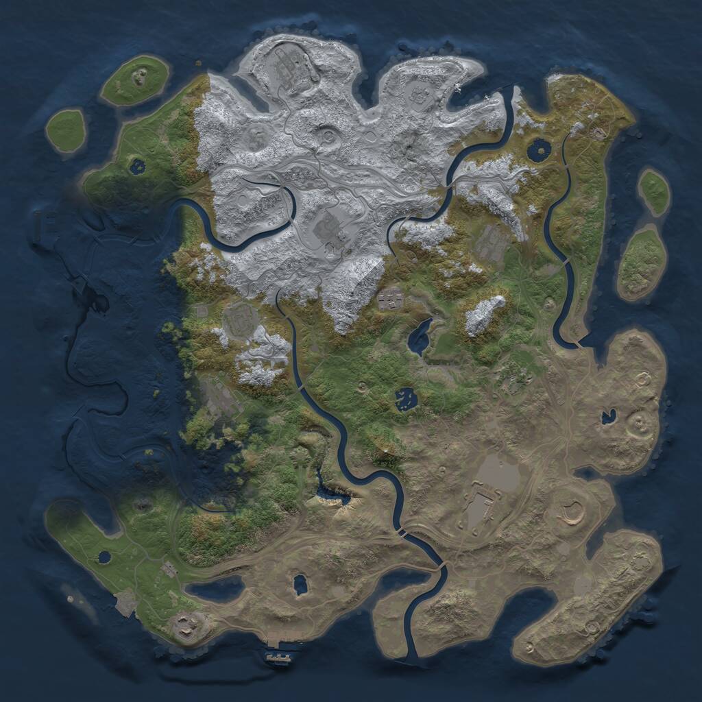 Rust Map: Procedural Map, Size: 4500, Seed: 21561511, 17 Monuments