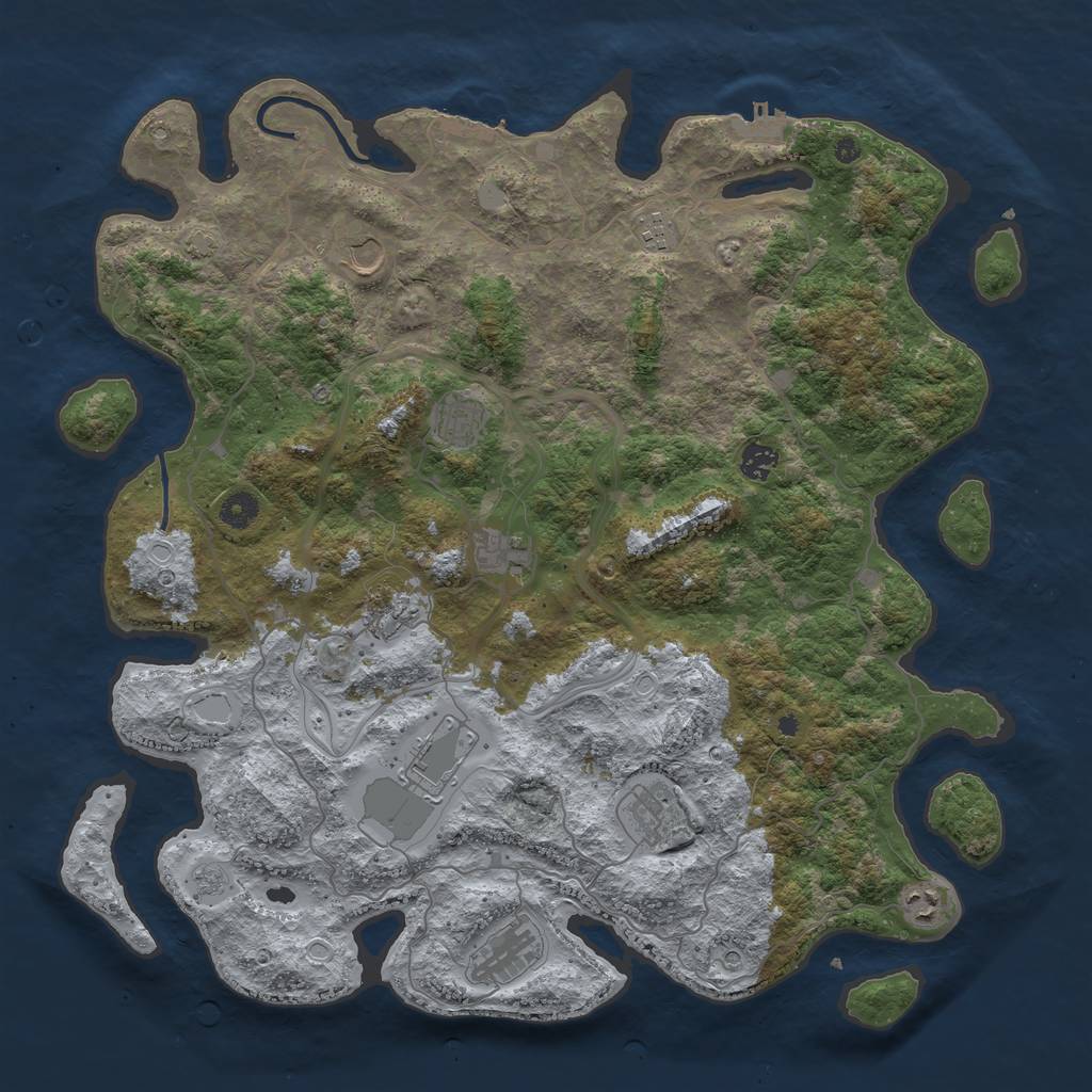 Rust Map: Procedural Map, Size: 4400, Seed: 21283378, 18 Monuments