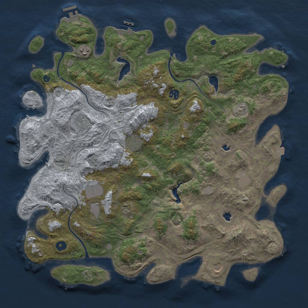 Rust Map: Procedural Map, Size: 4500, Seed: 447926810, 15 Monuments