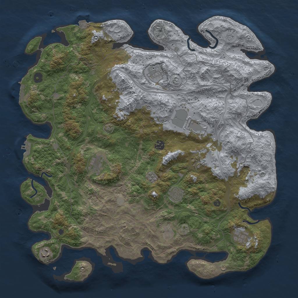 Rust Map: Procedural Map, Size: 4500, Seed: 2366, 18 Monuments
