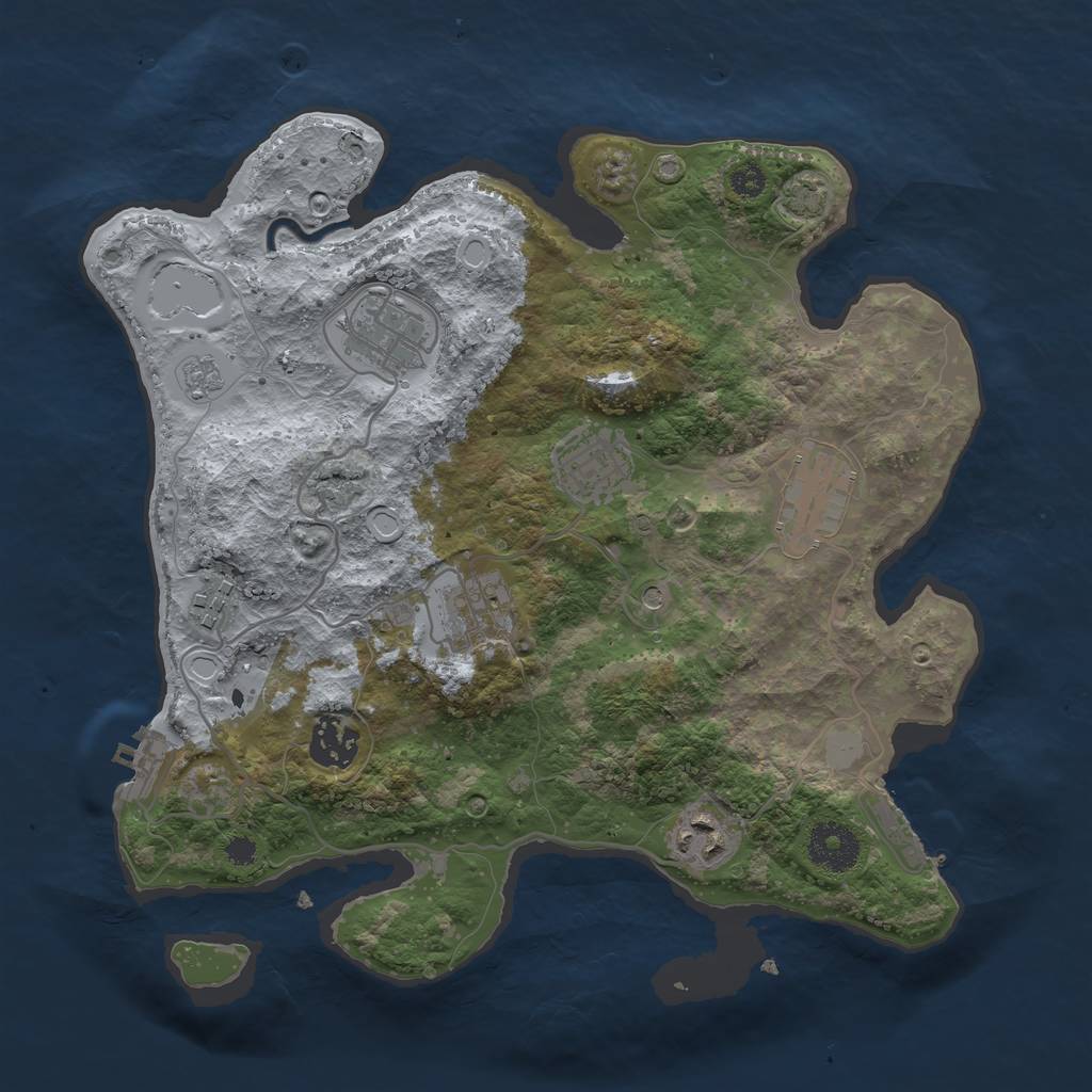 Rust Map: Procedural Map, Size: 3200, Seed: 2107568222, 15 Monuments