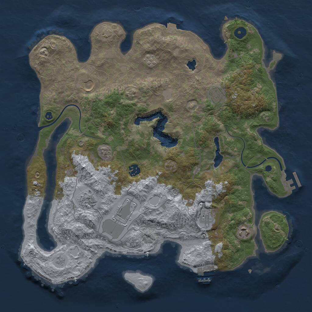 Rust Map: Procedural Map, Size: 4000, Seed: 133863268, 14 Monuments