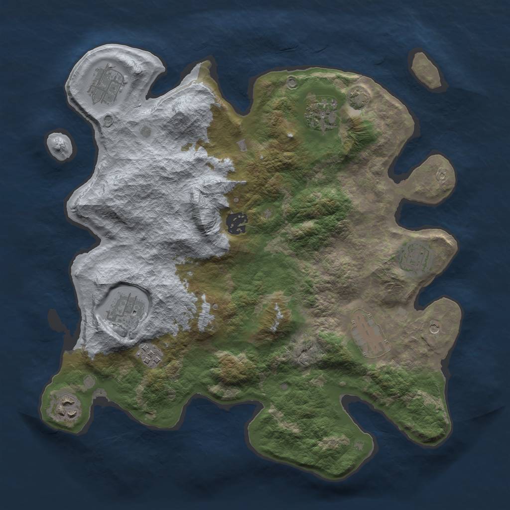Rust Map: Barren, Size: 3400, Seed: 92815564, 12 Monuments