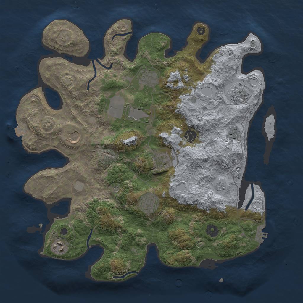 Rust Map: Procedural Map, Size: 3650, Seed: 81433899, 16 Monuments