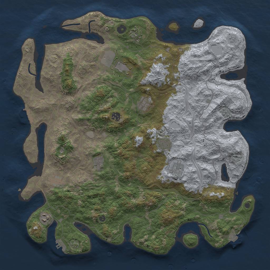 Rust Map: Procedural Map, Size: 4500, Seed: 1510964784, 18 Monuments