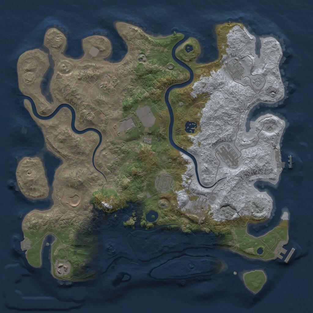 Rust Map: Procedural Map, Size: 3900, Seed: 35552764, 16 Monuments