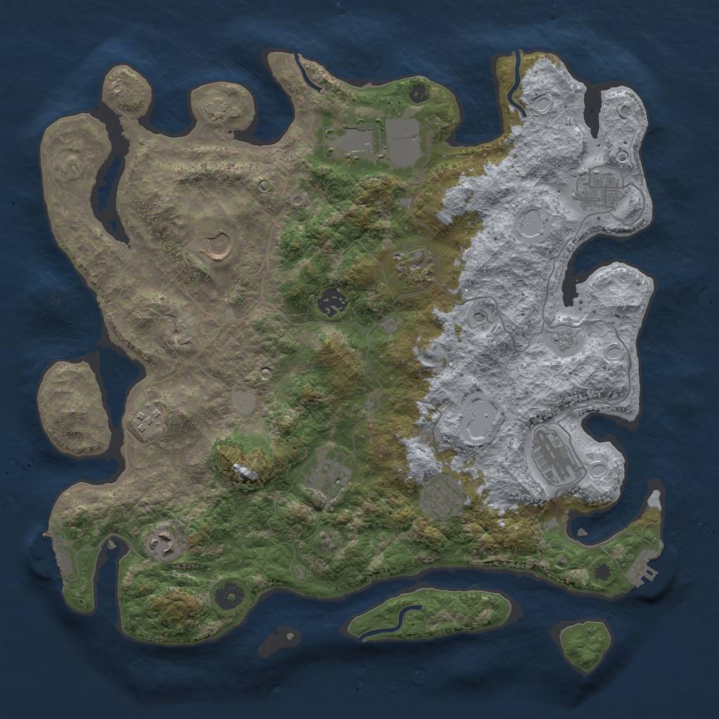 Rust Map: Procedural Map, Size: 3900, Seed: 35552764, 18 Monuments