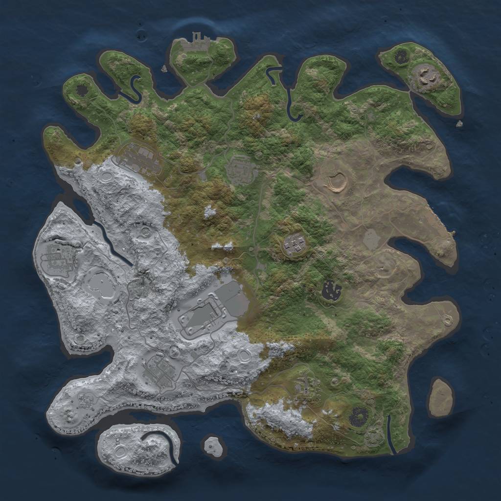 Rust Map: Procedural Map, Size: 3750, Seed: 96498156, 18 Monuments