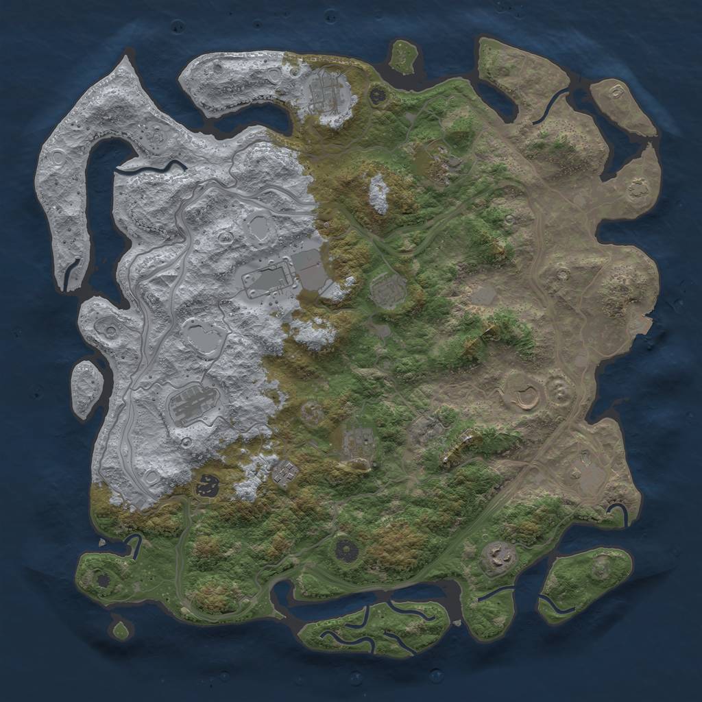 Rust Map: Procedural Map, Size: 4500, Seed: 604723164, 17 Monuments
