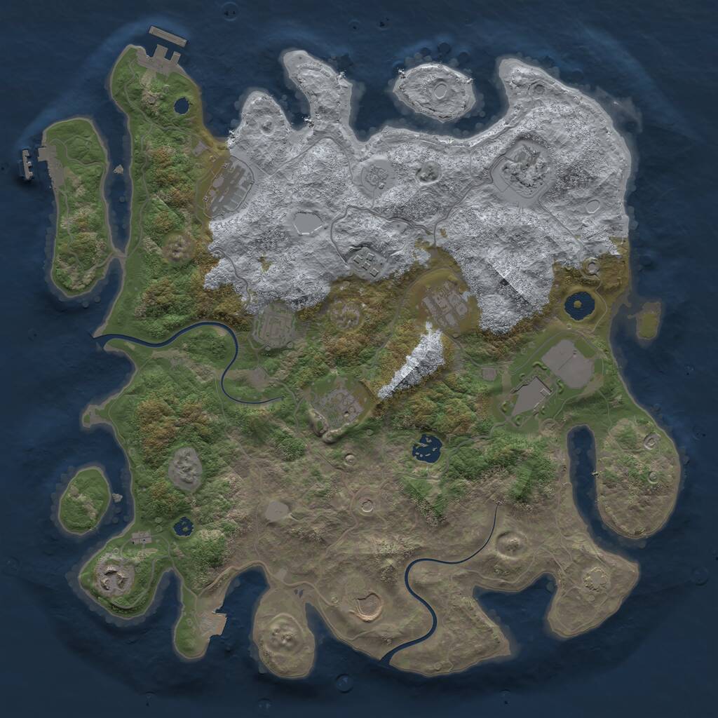 Rust Map: Procedural Map, Size: 3800, Seed: 31313524, 16 Monuments