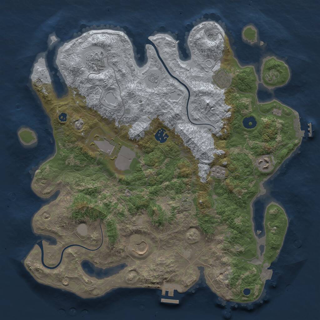 Rust Map: Procedural Map, Size: 3650, Seed: 79359647, 13 Monuments