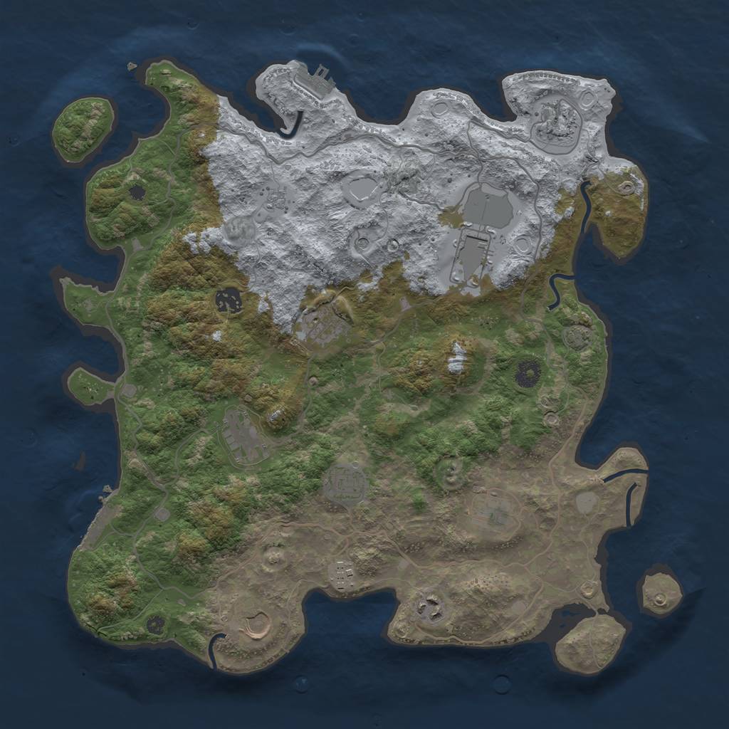 Rust Map: Procedural Map, Size: 4000, Seed: 34257216, 18 Monuments