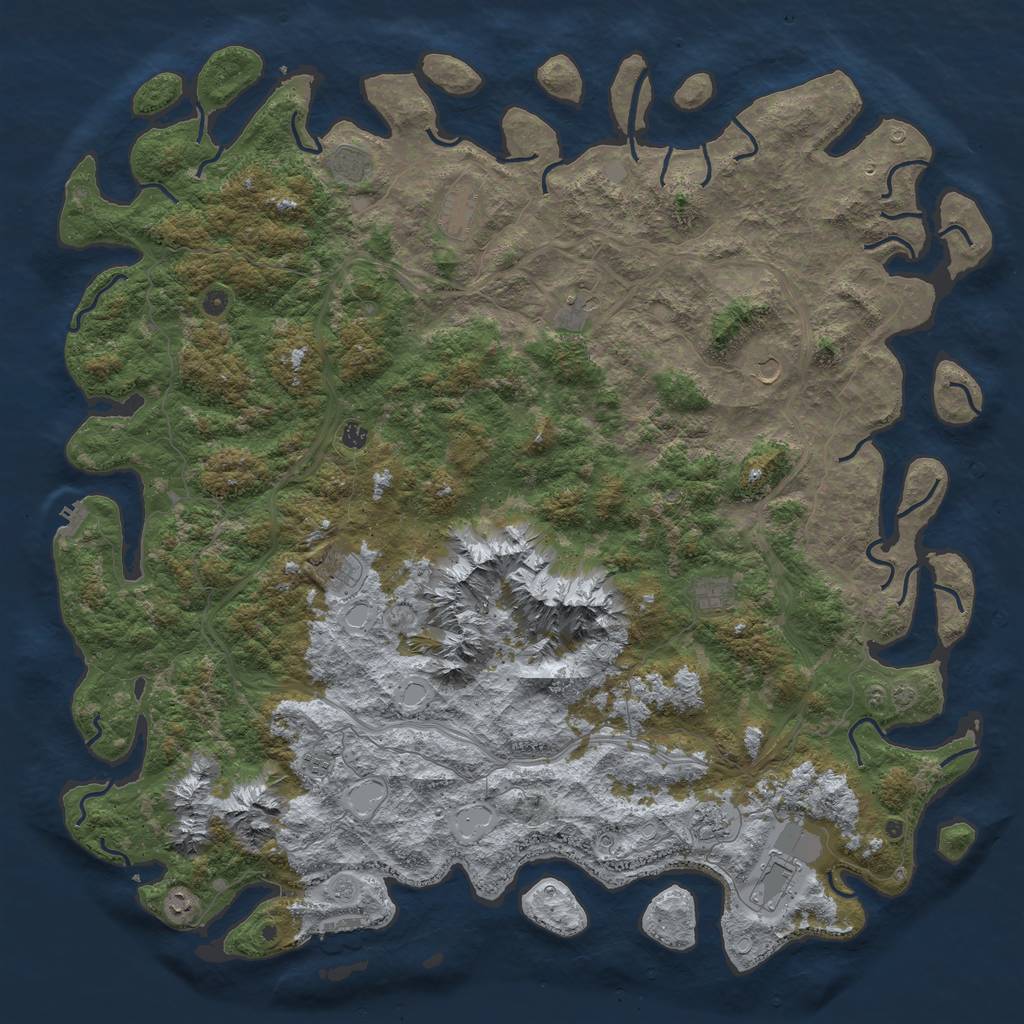Rust Map: Procedural Map, Size: 6000, Seed: 1342, 19 Monuments
